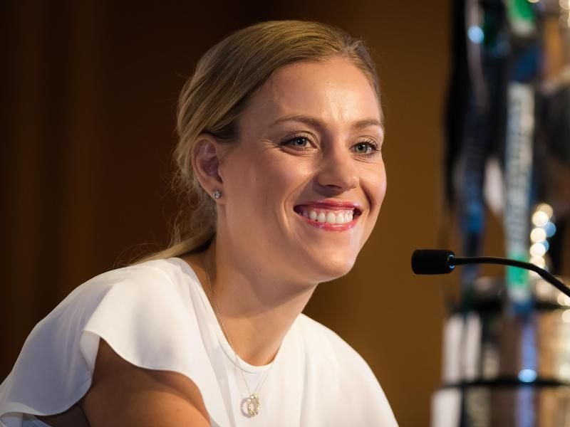 Angelique Kerber bei einer Pressekonferenz bei den WTA Finals. Foto: Afp7/AFP7 via ZUMA Wire