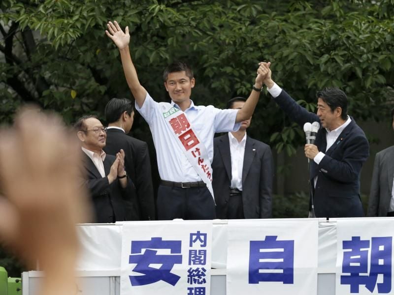 Der japanische Ministerpräsident Shinzo Abe bei einer Wahlkampfveranstaltung. Foto: Kimimasa Mayama