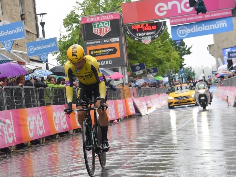 Primoz Roglic gewann das Einzelzeitfahren der 9. Etappe des Giro d'Italia. Foto: Gian Mattia D'albert/Lapresse.Gm/Lapresse via ZUMA Press