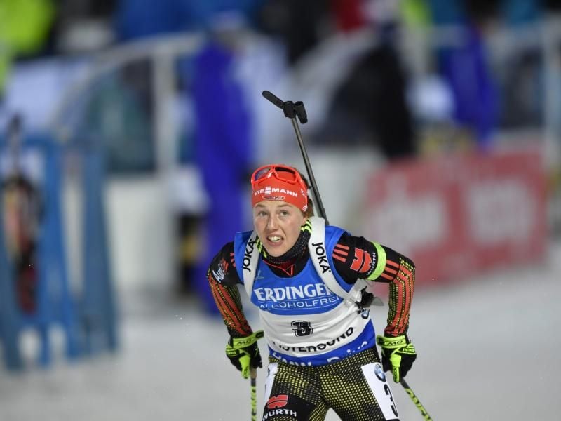 Laura Dahlmeier geht als Spitzenreiterin in den Sprint. Foto: Anders Wiklund