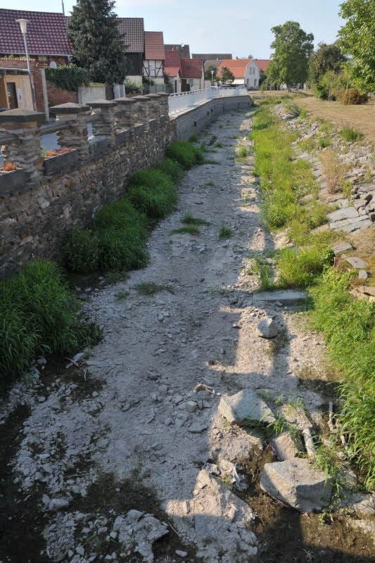 Ein überaus seltenes Bild. Die Thyra in Rottleberode führt kein Wasser mehr.