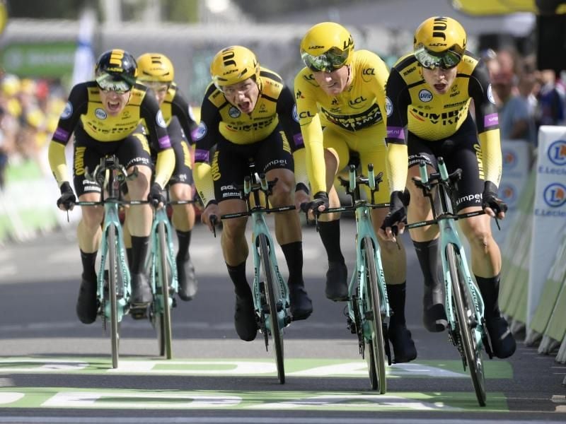 Kleiner Etat, große Erfolge: Das niederländische Team Jumbo-Visma. Foto: Yorick Jansens/BELGA