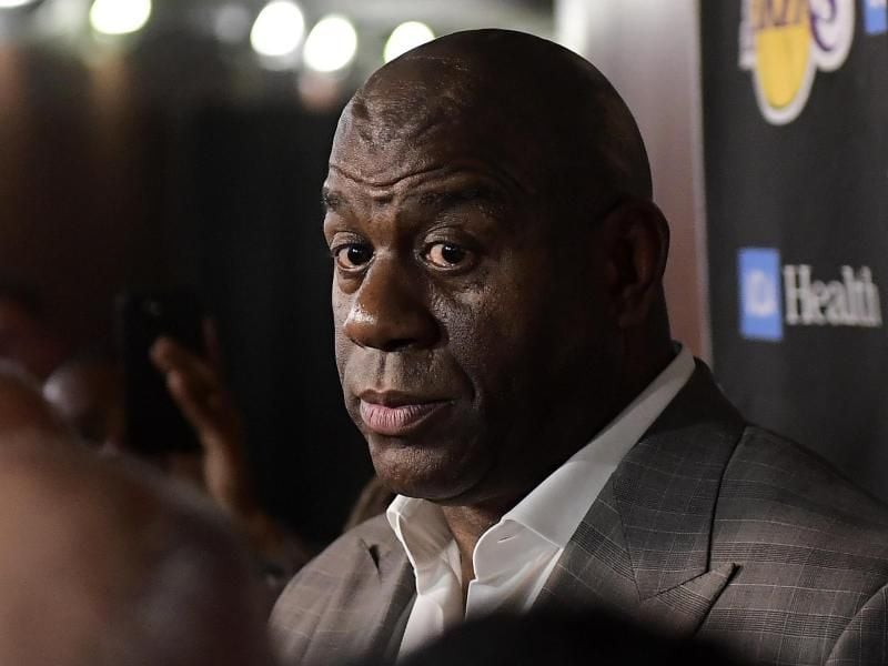 Earvin „Magic” Johnson ist als Präsident des NBA-Teams der Los Angeles Lakers zurückgetreten. Foto: Mark J. Terrill/AP/dpa