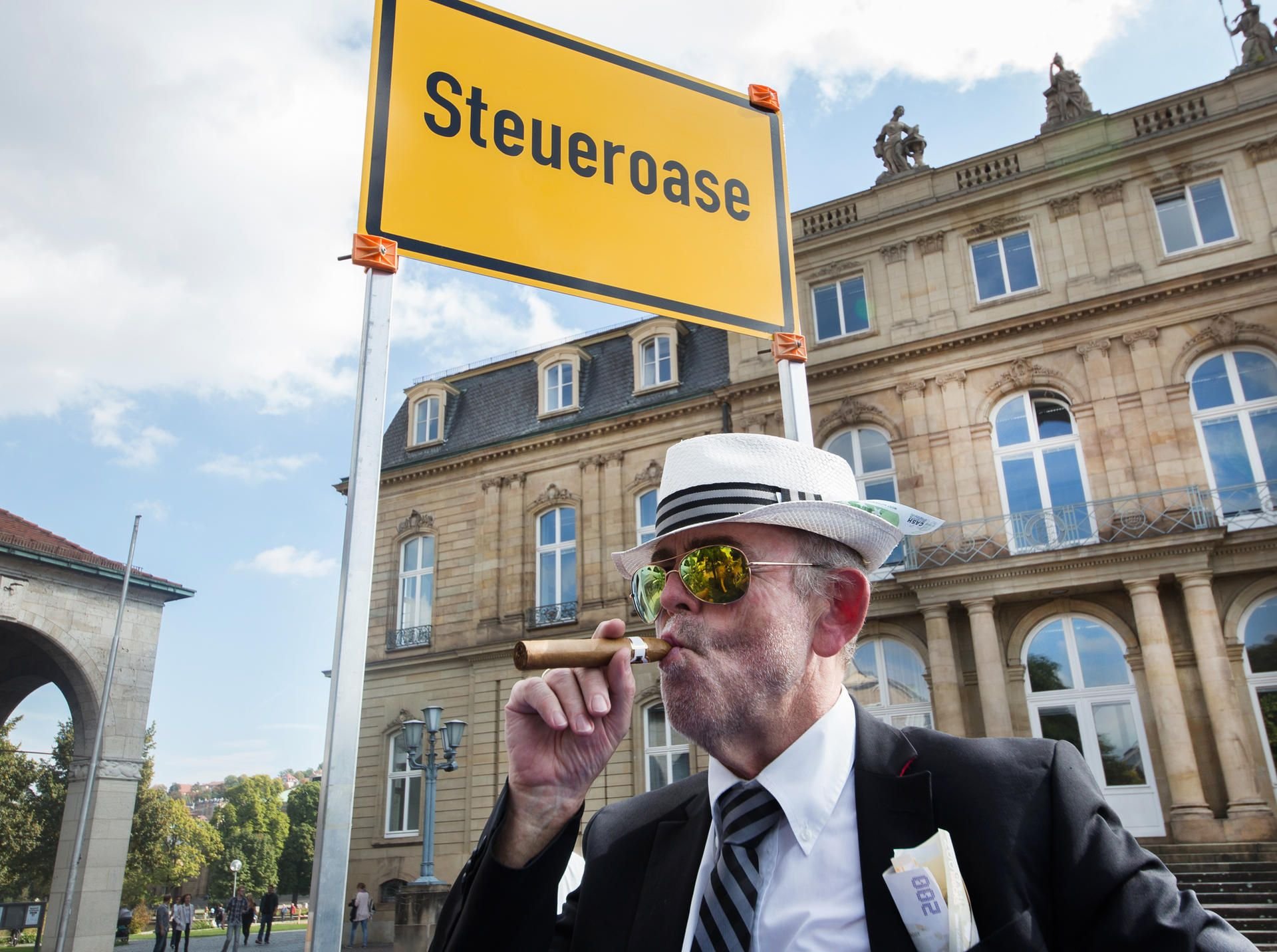 Ein Protest zum „Tag der Steuergerechtigkeit“ in Stuttgart