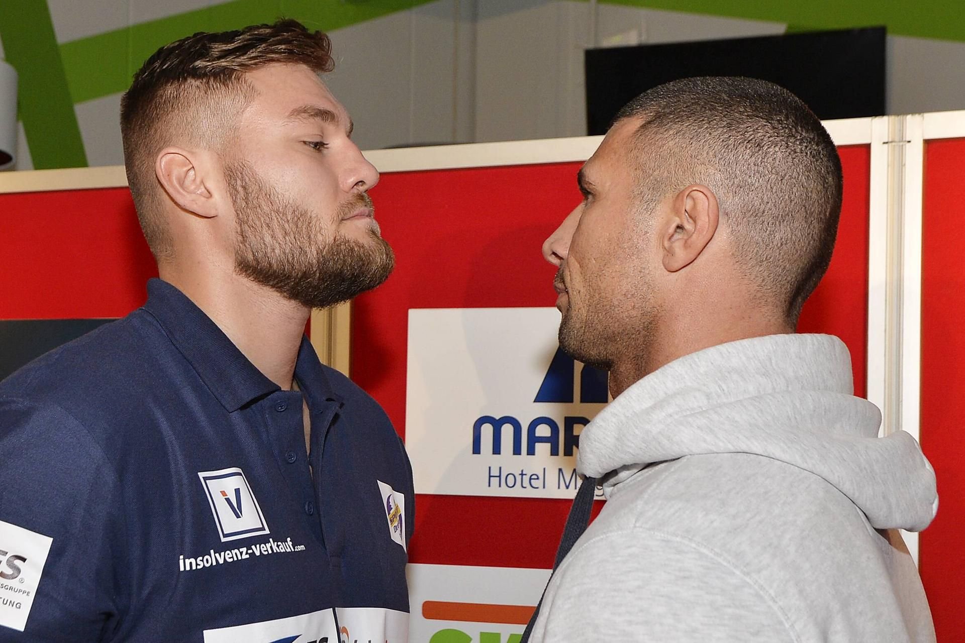 Tom Schwarz (l.) und Kristijan Krstacic boxen am Samstag in Magdeburg gegeneinander.
