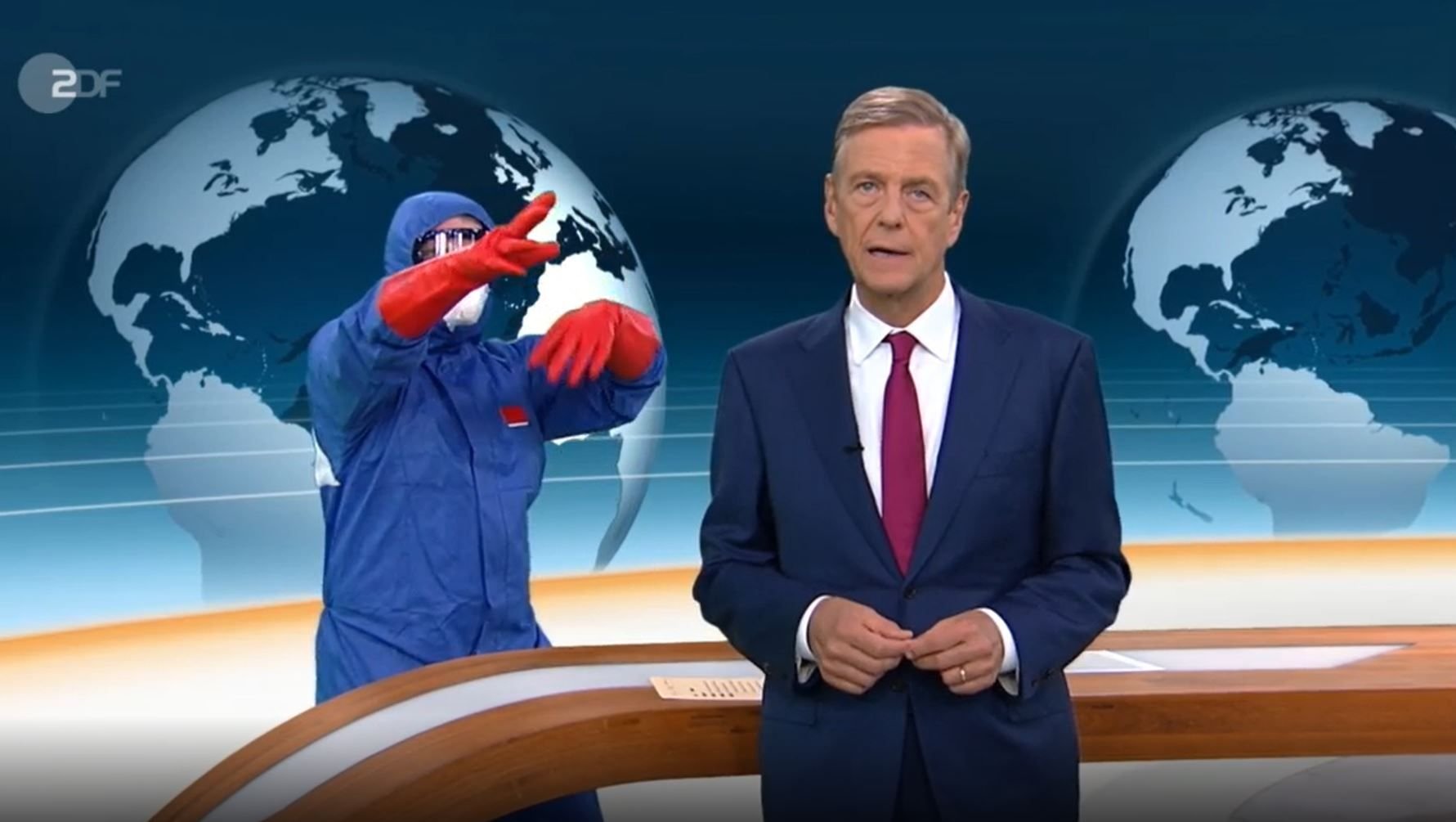 Was auf den ersten Blick wie eine Panne im „heute journal“ des ZDF aussieht, ist tatsächlich eine Kunstaktion. Das Magazin wollte damit die Helfer in der Corona-Krise ehren.