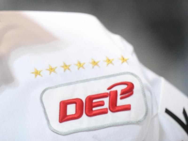 Das Logo der DEL auf einem Trikot der Eisbären Berlin. Foto: Tobias Hase/dpa