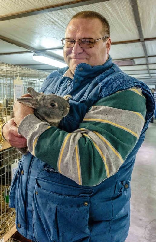 Jörg Richter wurde mit seinen Kaninchen der Rasse Perlfeh in diesem Jahr Vereinsmeister.