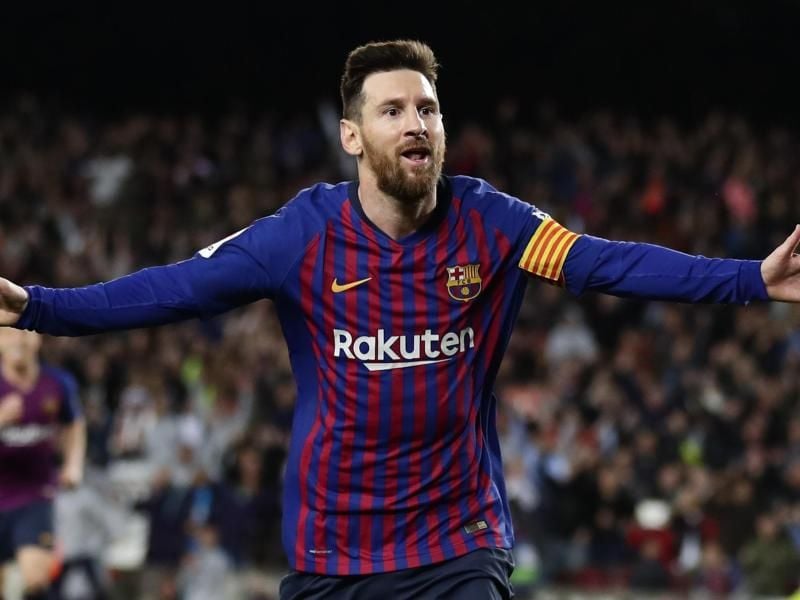 Barcelonas Lionel Messi jubelt nach seinem Tor zum 1:0. Foto: Manu Fernandez/AP