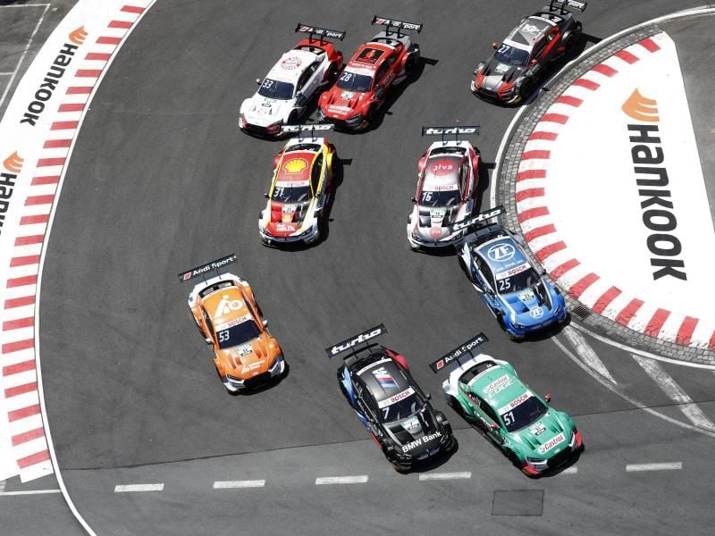 Das Fahrerfeld beim DTM-Rennen auf dem Norisring. Foto: Jürgen Tap/DTM/ITR