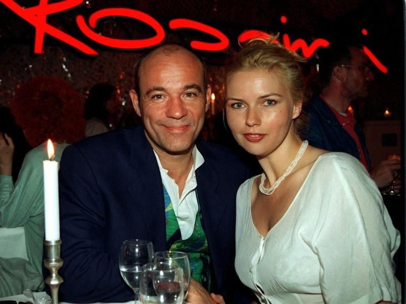 Die Schauspieler Veronica Ferres und Heiner Lauterbach 1996 am Set von "Rossini". Foto: Istvan Bajzat/dpa