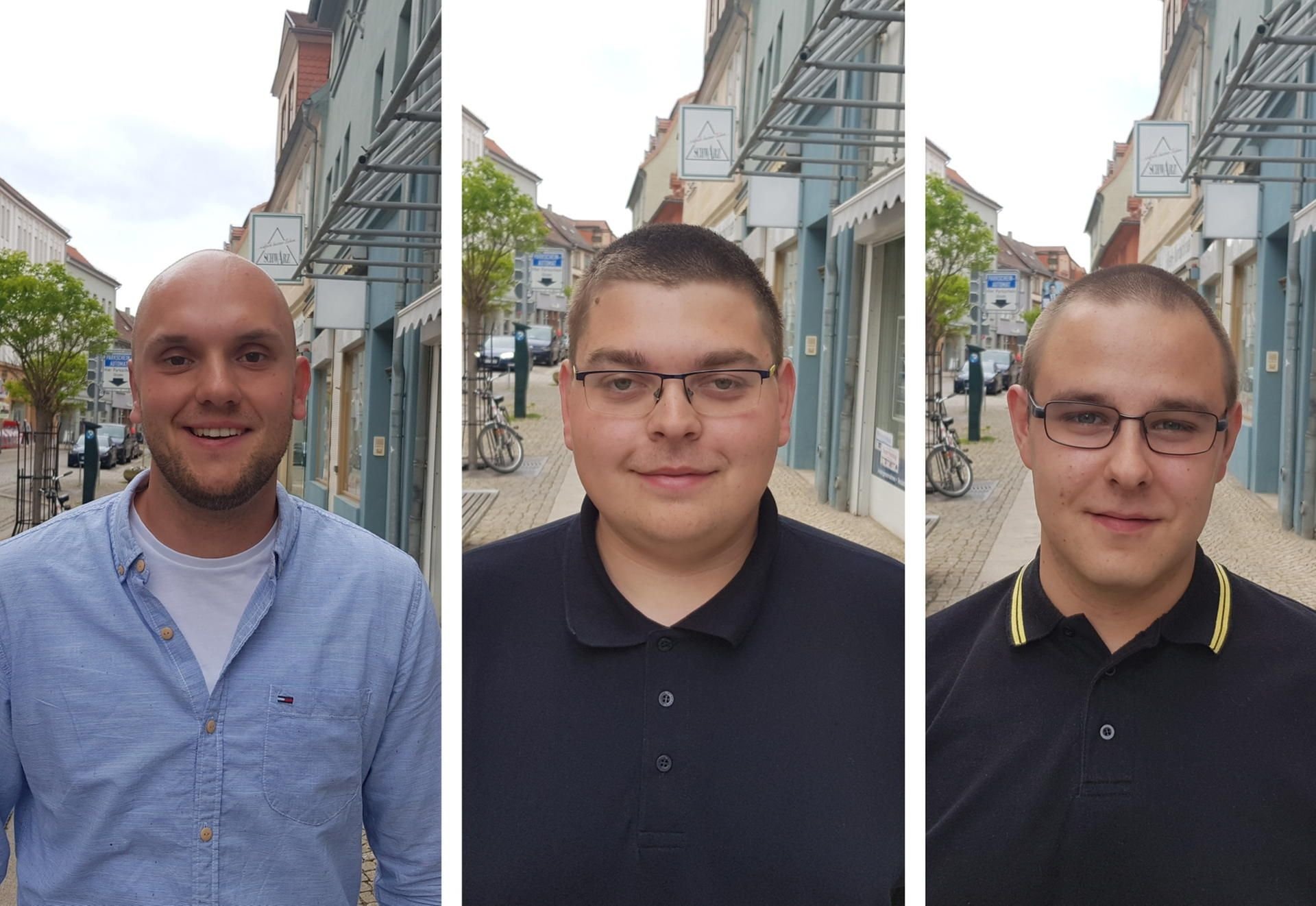 Drei junge Männer aus dem Seeland (v.l.): Tim Hase (27), Paul Müller (20) und Benjamin Weiß (21)