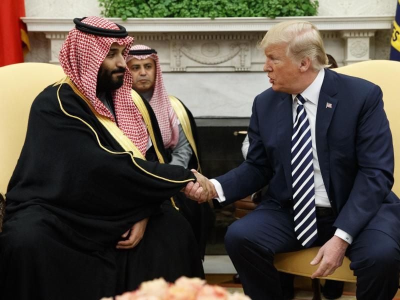 Diplomatische Offensive: Der saudische Kronprinzen Mohammed bin Salman wird von Donald Trump im Weißen Haus empfangen. Foto: Evan Vucci/AP