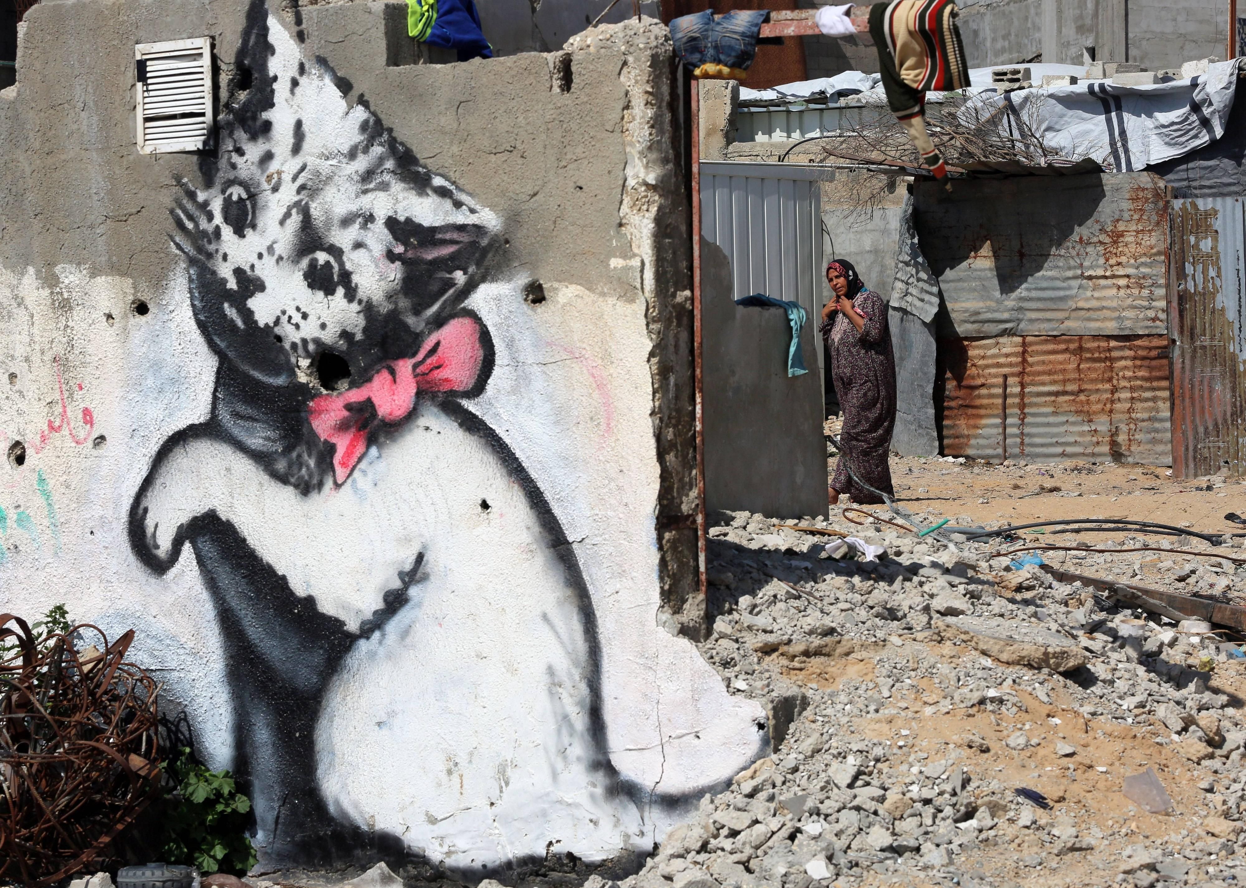 Ein Werk des beliebten Street-Art-Künstlers Banksy in Beit Hanun.
