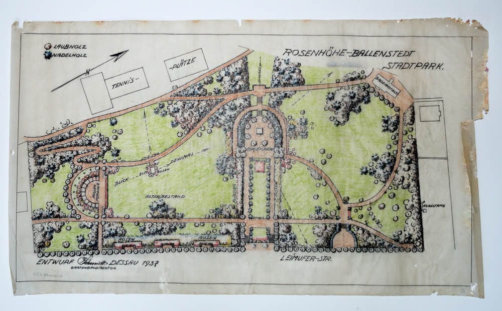 Entwurf für den Stadtpark Rosenhöhe, Ballenstedt, aus dem Jahr 1937