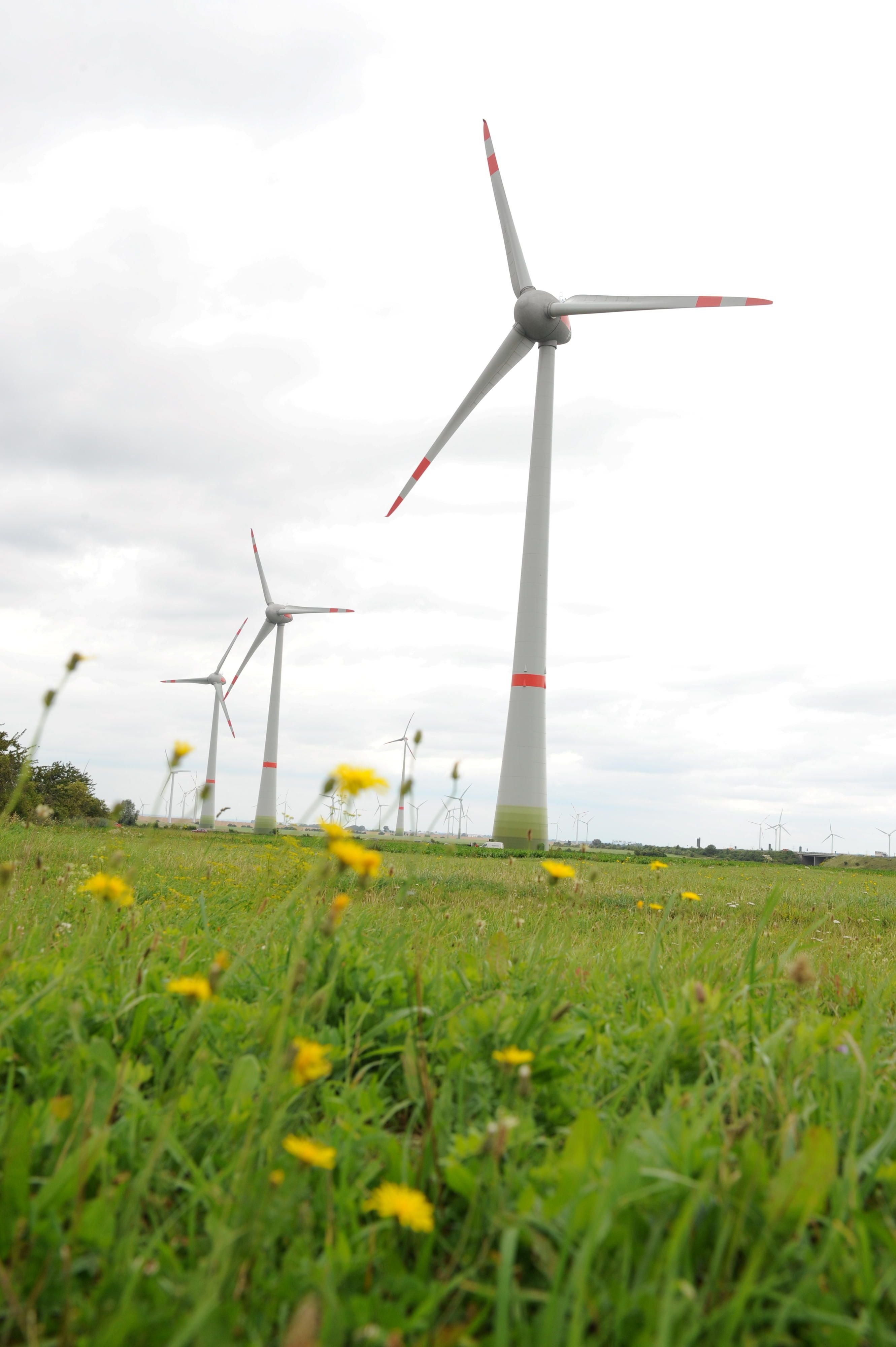 Blick auf Windkraftanlage in Stößen