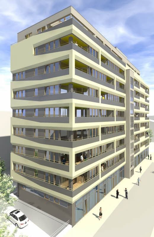 Und so soll das Hochhaus als modernes Wohnquartier 2018 aussehen.
