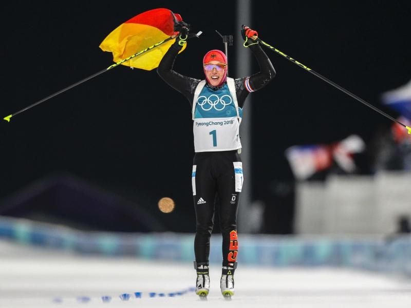 Laura Dahlmeier siegte auch in der Verfolgung. Foto: Andrew Medichini/AP