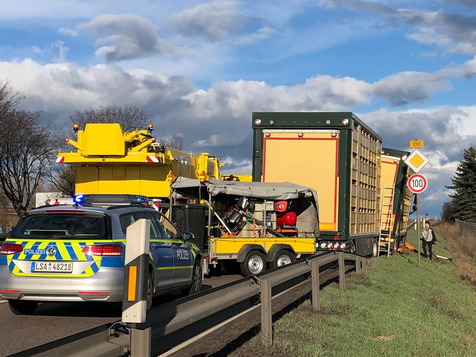 Unfallstelle auf der B100 bei Peißen