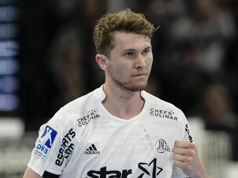 Magnus Landin, Spieler von SG Flensburg-Handewitt, jubelt. Foto: Frank Molter/Archivbild