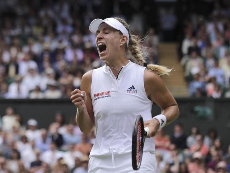 Angelique Kerber spielt gegen Jelena Ostapenko aus Lettland. Foto: Ben Curtis