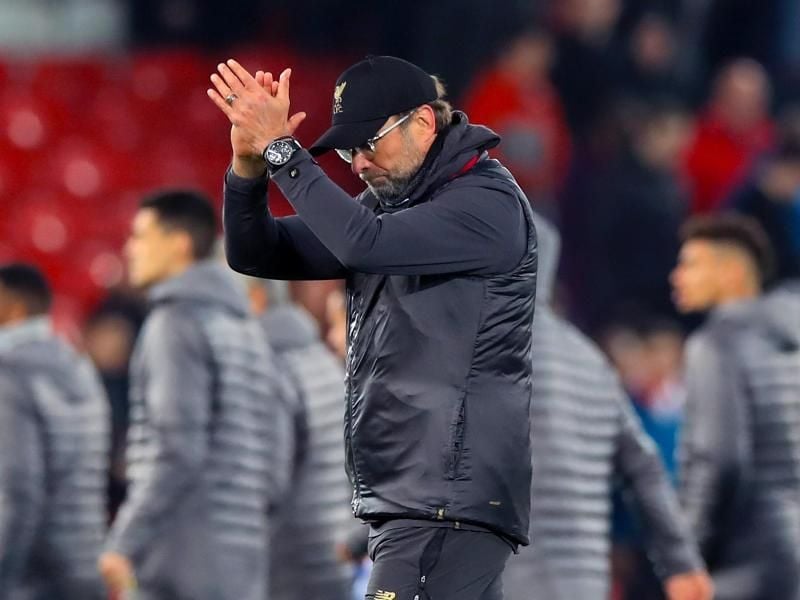 Liverpools Trainer Jürgen Klopp applaudiert nach dem Sieg über den FC Porto. Foto: Peter Byrne/PA Wire/dpa