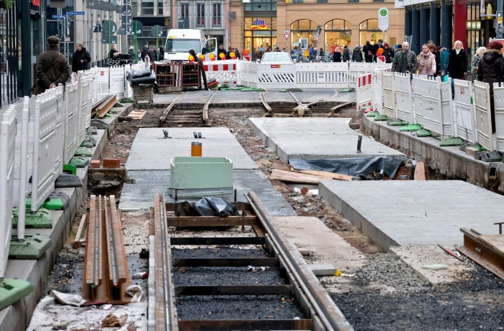 In der Großen Steinstraße ruhten die Arbeiten über den Jahreswechsel.