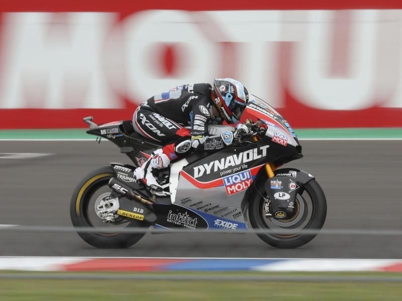 Der deutsche Moto2-Pilot Marcel Schrötter landet auf Platz sieben. Foto: Nicolas Aguilera/AP