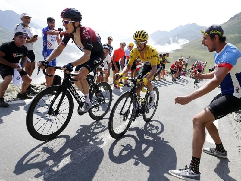 Gehen bei der Deutschland-Tour an den Start: Geraint Thomas (l) und Julian Alaphilippe. Foto: Yuzuru Sunada/BELGA