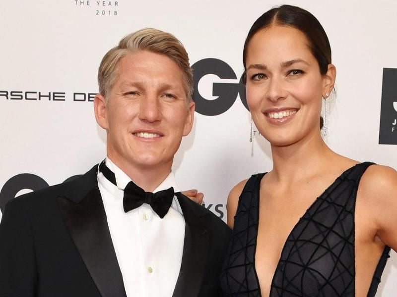 Bastian Schweinsteiger und Ehefrau Ana Schweinsteiger-Ivanovic. Foto: Jens Kalaene/dpa