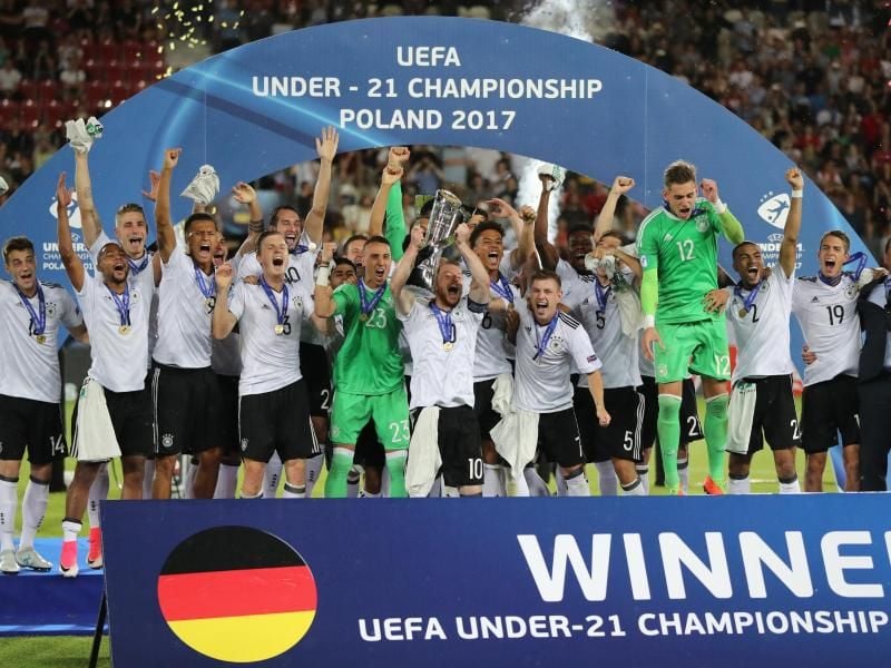 Deutschlands U21-Fußballer feiern den EM-Titel 2017. Foto: Jan Woitas
