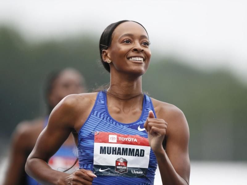 Hat einen neuen Weltrekord über 400 Meter Hürden aufgestellt: Dalilah Muhammad aus den USA. Foto: Charlie Neibergall/AP