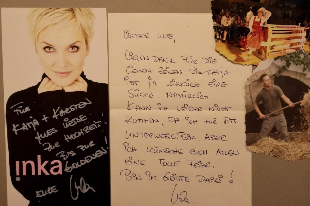 Mit einem handgeschriebenen Brief sagte TV-Star Inka Bause („Bauer sucht Frau“) für einen Auftritt bei Katja Grams’ Hochzeit ab, sandte aber Glückwünsche.