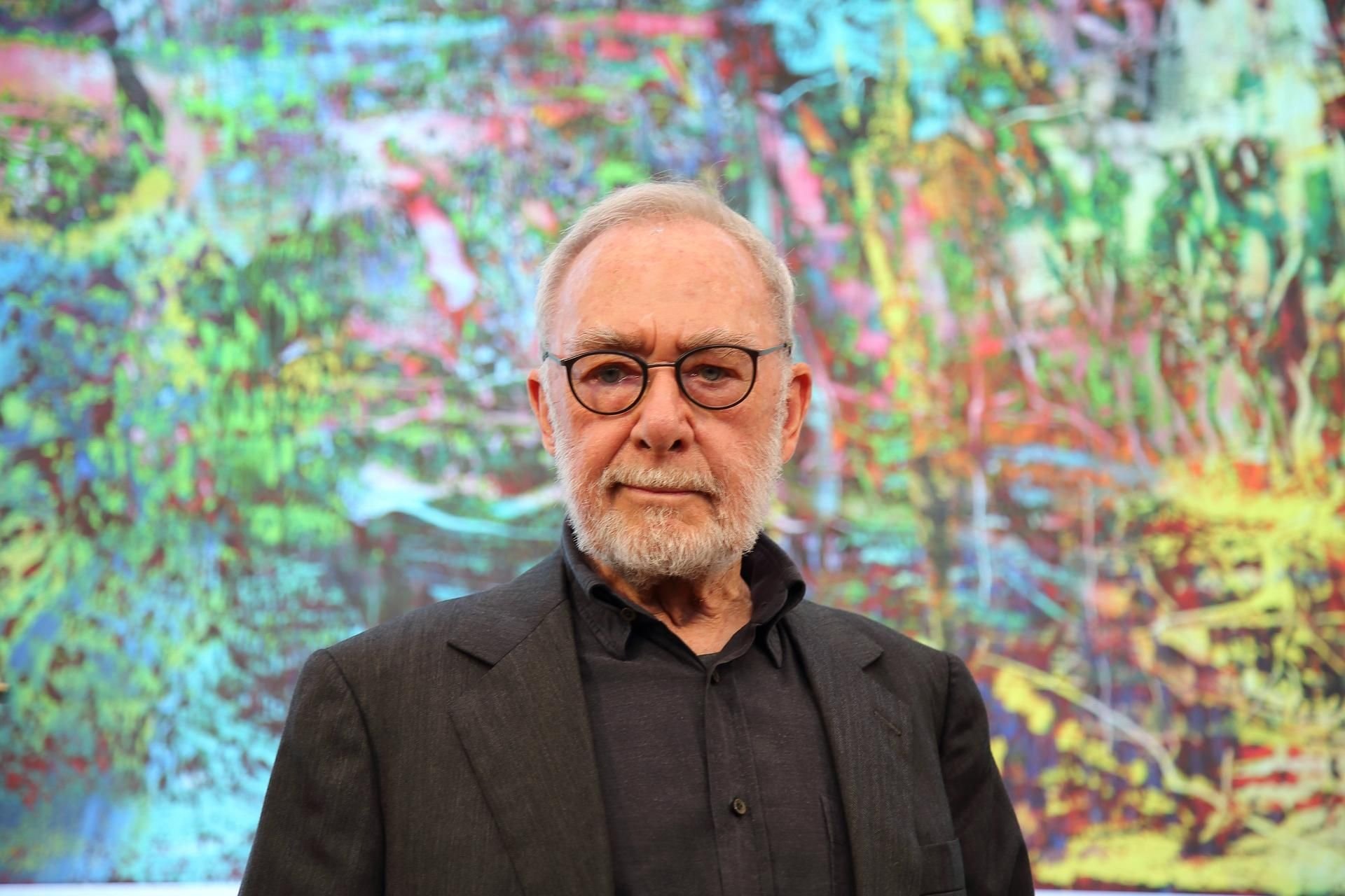 Gerhard Richter bei einer Pressekonferenz im Jahr 2018 zu einer seiner Ausstellungen.
