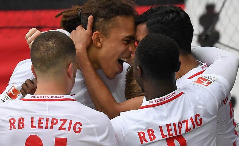 So feierten die Leipziger den Sieg über Leverkusen.