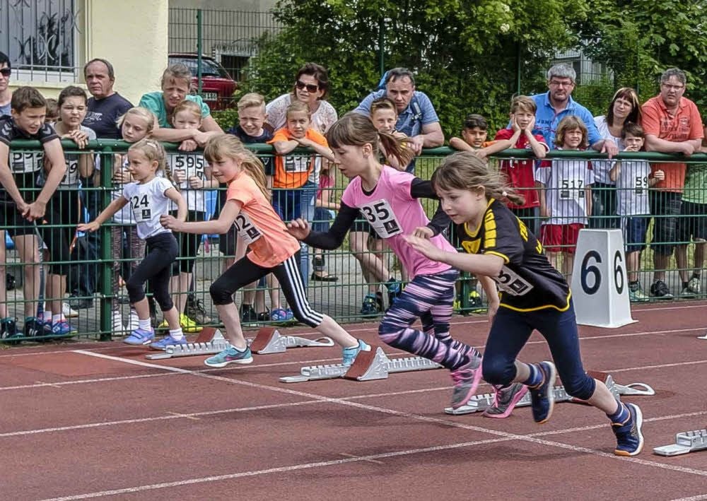 Ab geht die Post! Theresa Ulbrich (Ak 7, rechts) belegte im Finale „Landkreis Wittenberg sucht seine Supersprinter“ den dritten Platz.