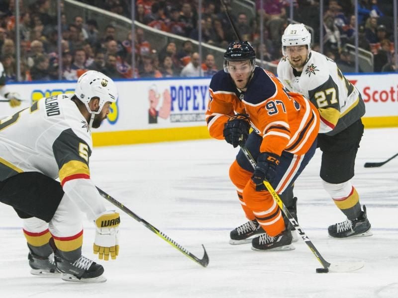 Oilers-Star Connor McDavid (M.) führt das kanadische Aufgebot an. Foto: Amber Bracken/The Canadian Press