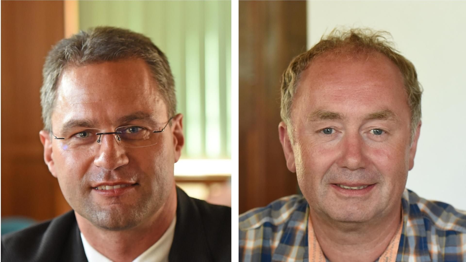 Mario Lange (l.) von der Fraktion BIG Seeland stritt sich auf der Ratssitzung mit dem Vorsitzenden Stadtratsvorsitzenden Mario Kempe.