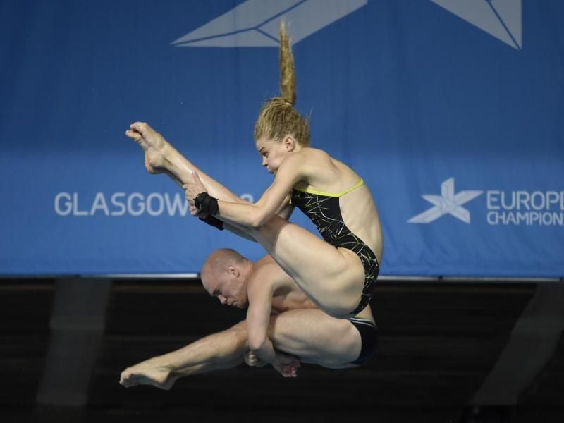 Florian Fandler und Christina Wassen haben die Bronzemedaille im Mixed-Synchronspringen vom Turm gewonnen. Foto: Ian Rutherford