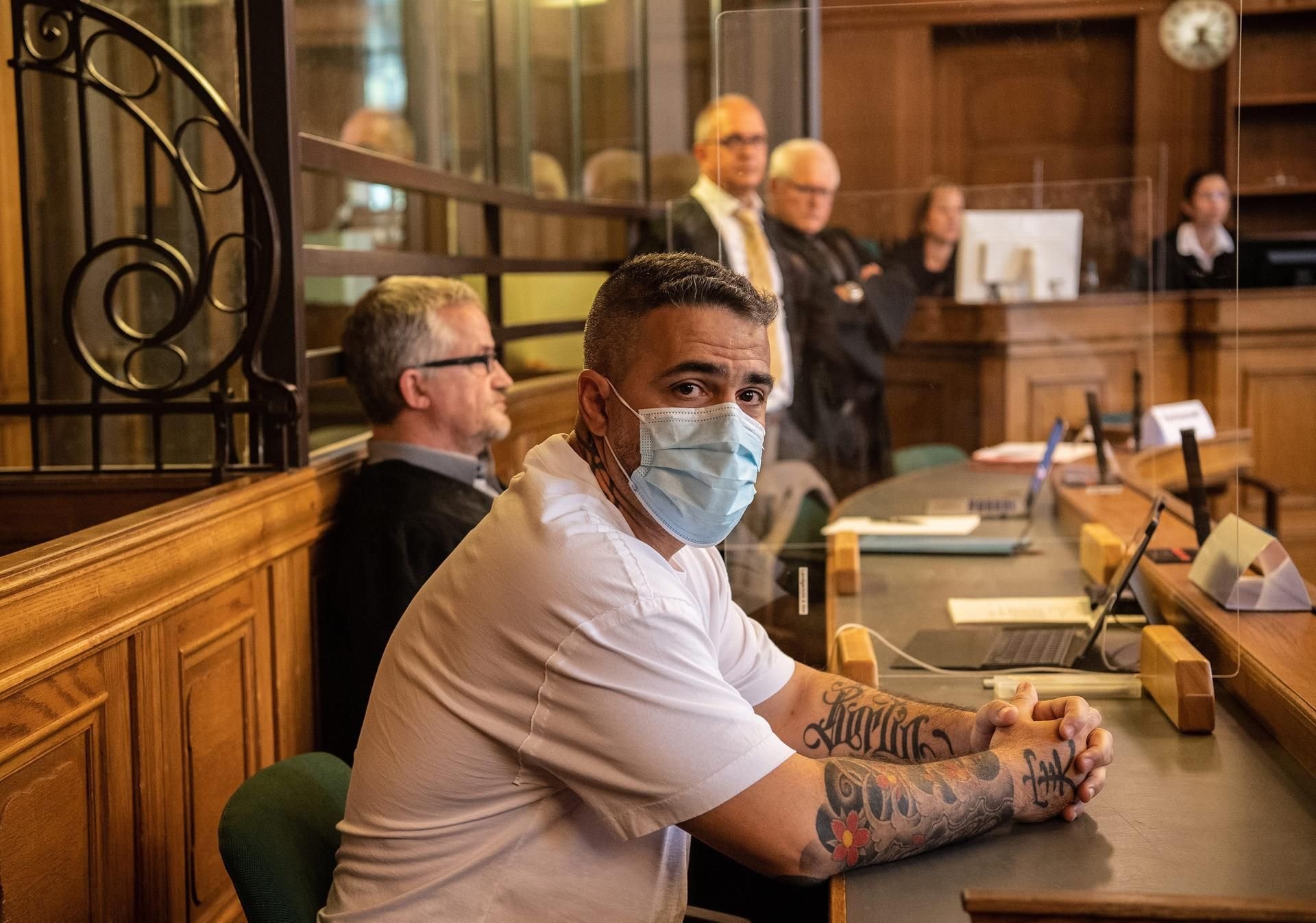 Anis Mohamed Youssef Ferchichi, bekannt als Rapper Bushido, zu Beginn des Prozesses im August 2020 im Berliner Landgericht