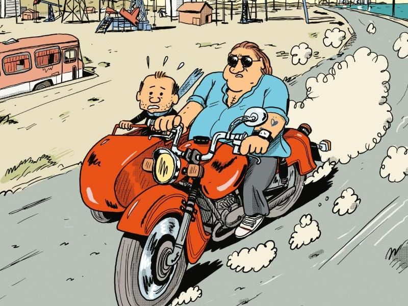 Das Cover des Comics „Gérard. Fünf Jahre am Rockzipfel von Depardieu” von Mathieu Sapin. Foto: Verlag Reprodukt, Berlin
