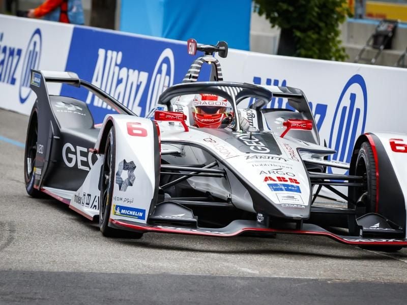 Maximilian Günther hat es beim Formel E-Rennen in Berlin in die erste Startreihe geschafft. Foto: Valentin Flauraud/PPR/dpa/Archivbild