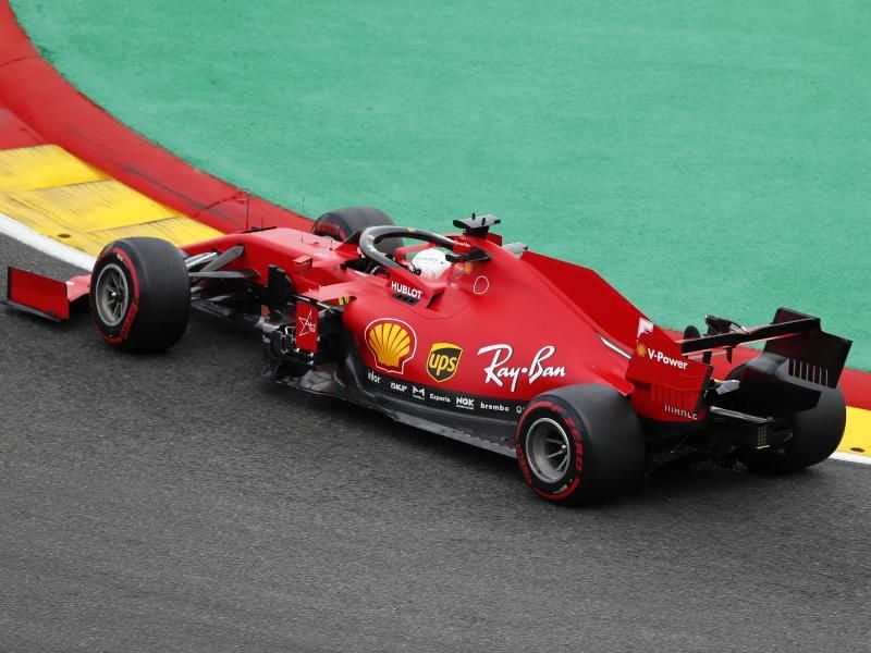 Fuhr im Training von Spa erneut hinterher: Ferrari-Pilot Sebastian Vettel. Foto: Francois Lenoir/POOL REUTERS/AP/dpa