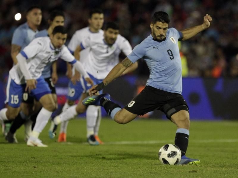 Uruguays Star Luis Suárez traf per Strafstoß. Foto: Matilde Campodonico/AP