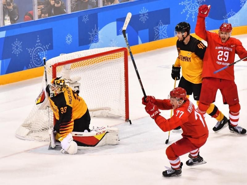 Das DEB-Team unterlag den Olympischen Athleten aus Russland mit 3:4 nach Verlängerung. Foto: Peter Kneffel