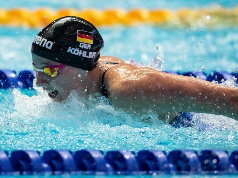 Qualifizierte sich als Elfte über 100 Meter Schmetterling für das Halbfinale: Angelina Köhler. Foto: Bernd Thissen