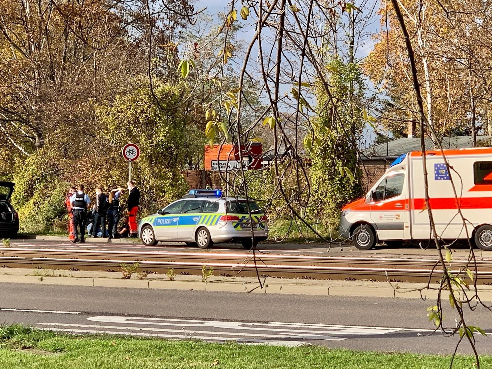 Polizeieinsatz am Hermes-Areal in Halle. Ein SEK ist im Einsatz.