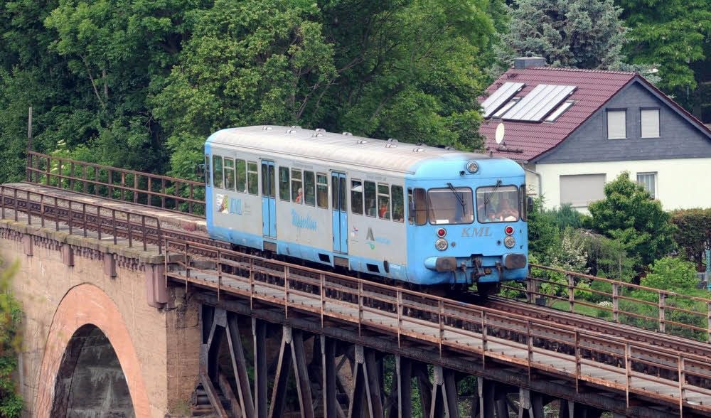 Auf der Tour zwischen Klostermansfeld und Wippra fährt die „Wipperliese“ auch über das Mansfelder Viadukt.