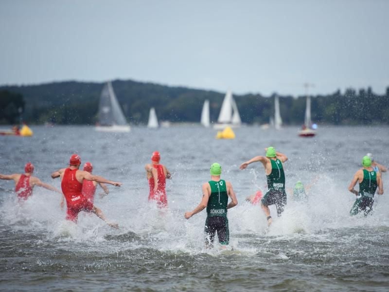 Triathlon: Deutsche Meisterschaft 2019 in Berin im Strandbad Wannsee. Foto: Gregor Fischer/dpa