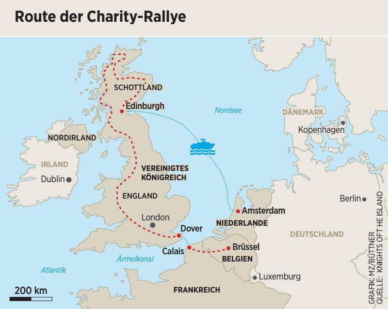 Route der Charity-Rallye